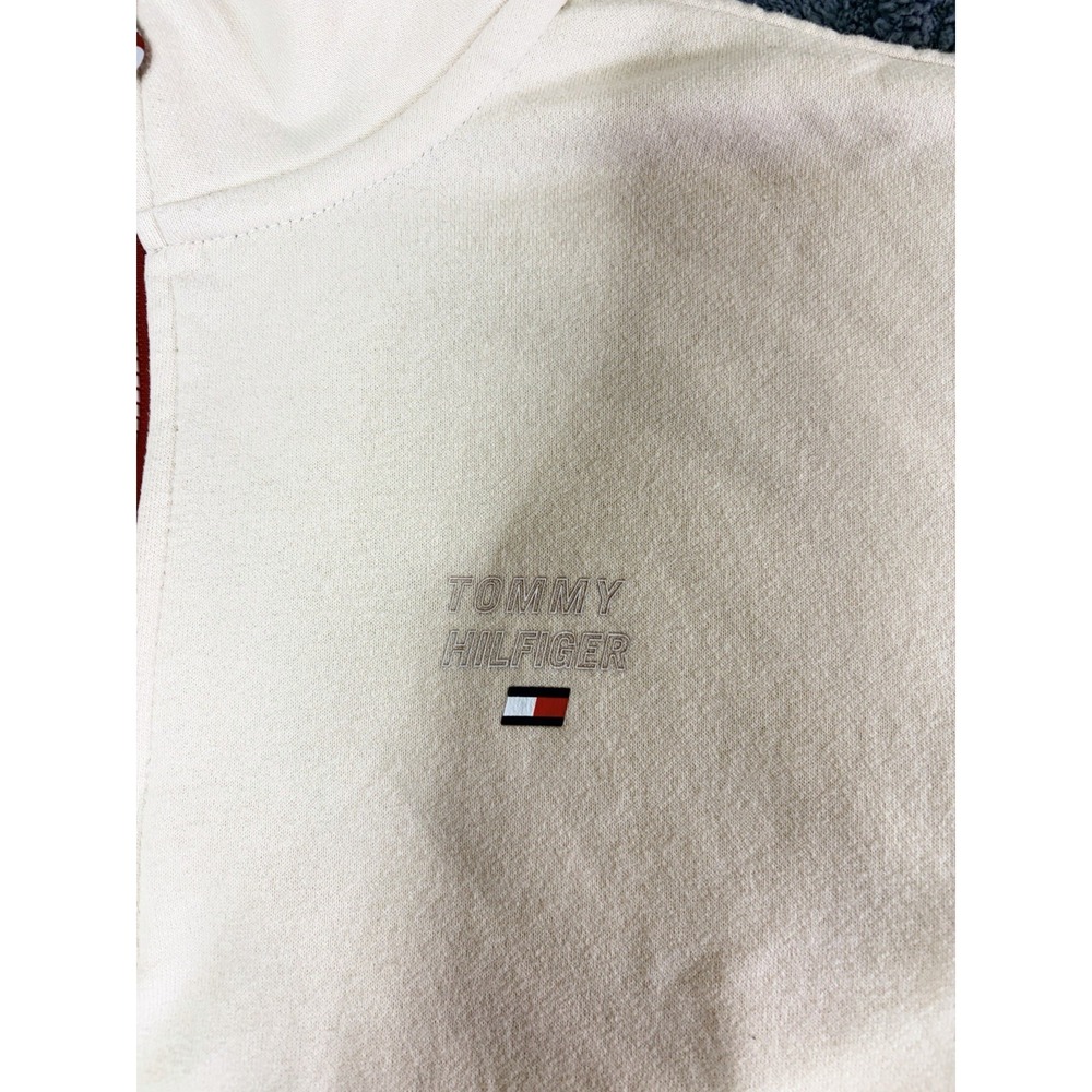 Tommy Hilfiger Sport Beige Cotton Knit Half Zip Mock Neck Sweatshirt Small - Picture 4 of 7